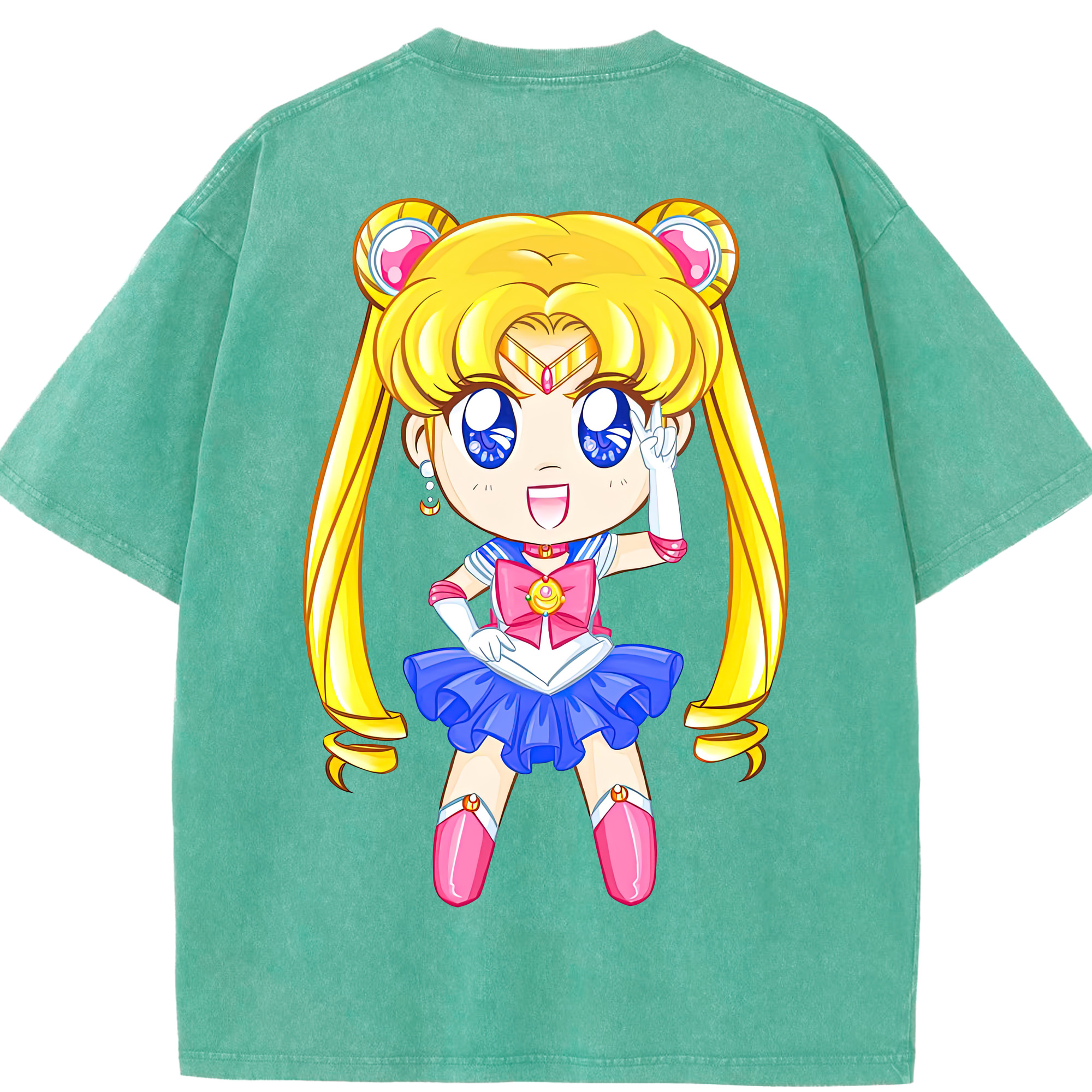（画像用） 美少女戦士セーラームーン 月野 うさぎ つきの うさぎ Sailor Moon Tsukino Usagi 綿100% ヴィンテージ風 半袖Tシャツ（背面プリント）